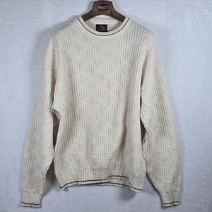 Vintage 90's Sedgefield Basketweave Knit Crewneck Sweater XXL Grandpacore